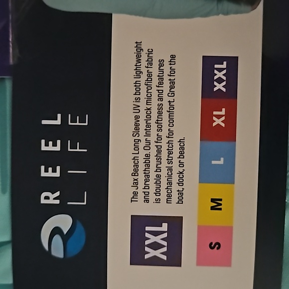 NWT Reel Life  long sleeve UPF shirt XXL Aruba Blue - Picture 3 of 5